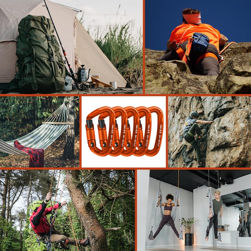 AINIKEY Climbing Carabiner Clips 25kN Auto Locking Carabiner  Professional Heavy Duty Large Locking Carabiner Clips for Rock/Ice Climbing Rappelling Rescue Swing etc  D Shaped  Large Size(Orange-5PCS) - Image 5